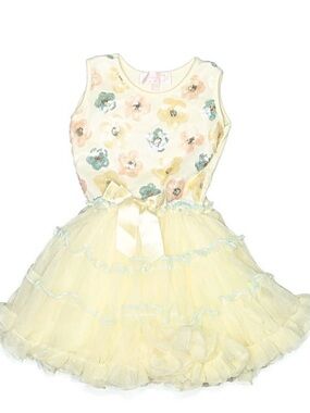 Cream Floral Tulle celebration Dress with Bow 4t